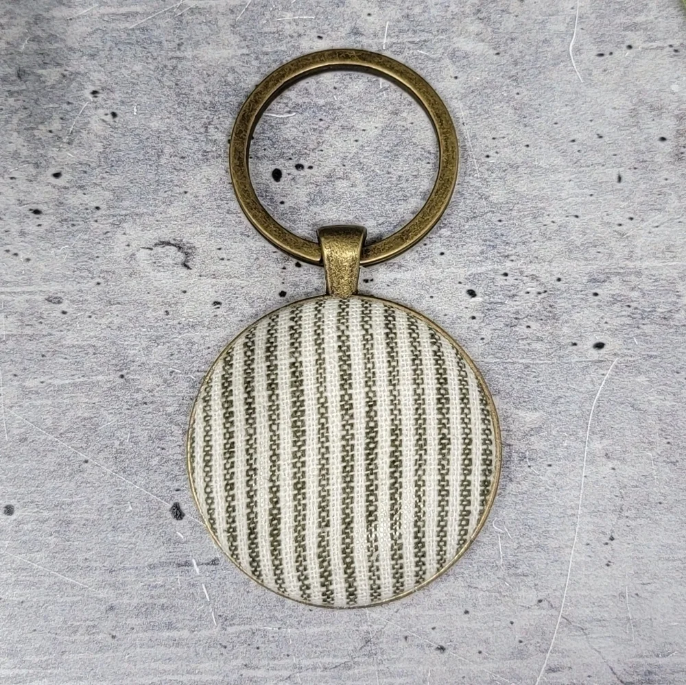 New Handmade | Striped Fabric Button Keychain